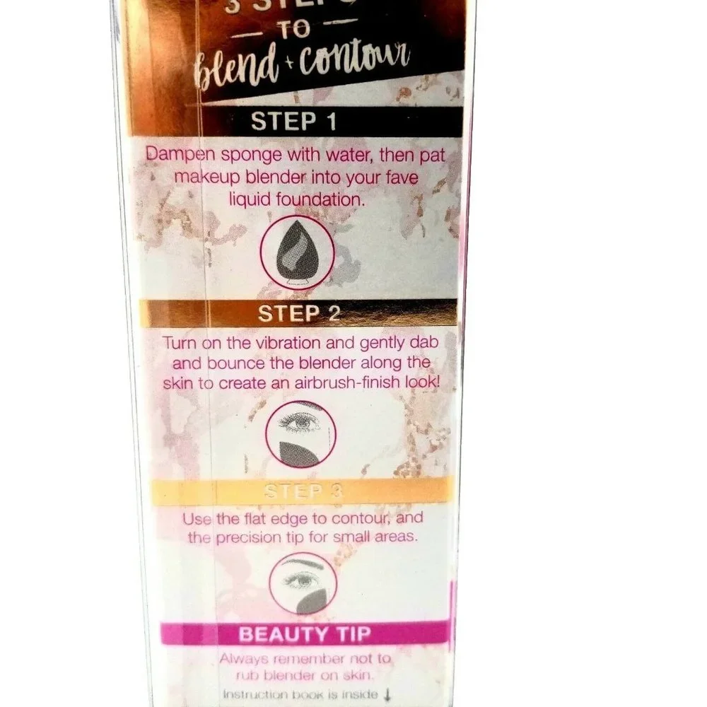 Conair True Glow Glam Vibrating Makeup Blender Sponge Standing Base Pink NEW